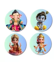 Ganesha, Krishna, Lakshmi, Hanuman Fridge Magnets Ã¢â‚¬â€œ 4 Piece Set | 3 Inch Round Wall Fridge Decor (F23226)