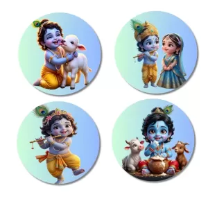 Krishna Fridge Magnets – 4 Piece Set | 3 Inch Round Wall Fridge Decor (F23227) Krishna Fridge Magnets – 4 Piece Set | 3 Inch Round Wall Fridge Decor (F23227)