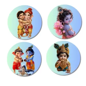 Shiva, Parvati, Ganesha, Kartikeya Fridge Magnets – 4 Piece Set | 3 Inch Round Wall Fridge Decor (F23249) Shiva, Parvati, Ganesha, Kartikeya Fridge Magnets – 4 Piece Set | 3 Inch Round Wall Fridge Decor (F23249)