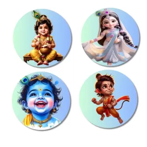 Balarama, Krishna, Sudama Fridge Magnets – 4 Piece Set | 3 Inch Round Wall Fridge Decor (F23250) Balarama, Krishna, Sudama Fridge Magnets – 4 Piece Set | 3 Inch Round Wall Fridge Decor (F23250)