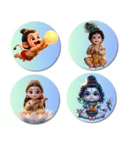 Hanuman, Krishna, Lakshmi, Shiva Fridge Magnets Ã¢â‚¬â€œ 4 Piece Set | 3 Inch Round Wall Fridge Decor (F23251)
