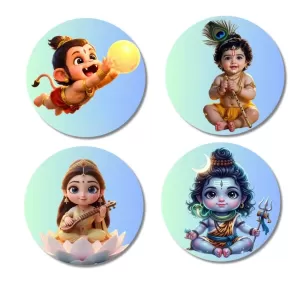 Hanuman, Krishna, Lakshmi, Shiva Fridge Magnets – 4 Piece Set | 3 Inch Round Wall Fridge Decor (F23251) Hanuman, Krishna, Lakshmi, Shiva Fridge Magnets – 4 Piece Set | 3 Inch Round Wall Fridge Decor (F23251)
