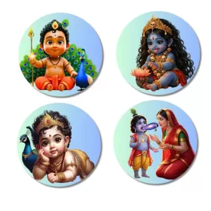 Krishna & Yashoda Fridge Magnets – 4 Piece Set | 3 Inch Round Wall Fridge Decor (F23253) Krishna & Yashoda Fridge Magnets – 4 Piece Set | 3 Inch Round Wall Fridge Decor (F23253)