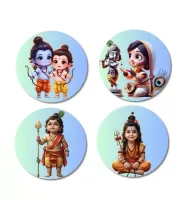 RamÃ¢â‚¬â€œLakshman, ShivaÃ¢â‚¬â€œParvati, Kartikeya, Shiva Fridge Magnets Ã¢â‚¬â€œ 4 Piece Set | 3 Inch Round Wall Fridge Decor (F23262)