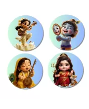 Lakshmi, Rama, Parvati, Krishna Fridge Magnets Ã¢â‚¬â€œ 4 Piece Set | 3 Inch Round Wall Fridge Decor (F23264)