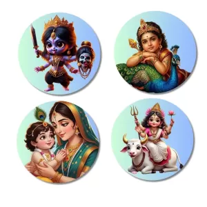 Kali, Krishna, Yashoda-Krishna, Durga Fridge Magnets – 4 Piece Set | 3 Inch Round Wall Fridge Decor (F23265) Kali, Krishna, Yashoda-Krishna, Durga Fridge Magnets – 4 Piece Set | 3 Inch Round Wall Fridge Decor (F23265)