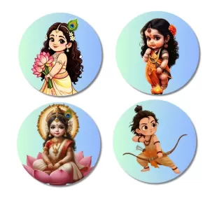 Kali, Krishna, Yashoda-Krishna, Durga Fridge Magnets – 4 Piece Set | 3 Inch Round Wall Fridge Decor (F23266) Kali, Krishna, Yashoda-Krishna, Durga Fridge Magnets – 4 Piece Set | 3 Inch Round Wall Fridge Decor (F23266)