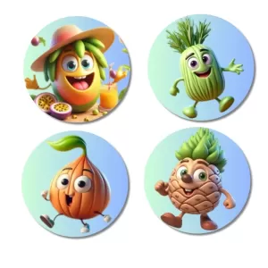 Passion Fruit, Fennel, Onion, Pineapple Fridge Magnets – 4 Piece Set | 3 Inch Round Wall Fridge Decor (F23281) Passion Fruit, Fennel, Onion, Pineapple Fridge Magnets – 4 Piece Set | 3 Inch Round Wall Fridge Decor (F23281)
