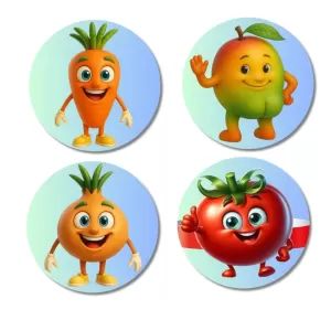 Carrot, Mango, Onion, Tomato Fridge Magnets – 4 Piece Set | 3 Inch Round Wall Fridge Decor (F23285) Carrot, Mango, Onion, Tomato Fridge Magnets – 4 Piece Set | 3 Inch Round Wall Fridge Decor (F23285)