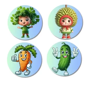 Kale, Durian, Carrot, Cucumber Fridge Magnets – 4 Piece Set | 3 Inch Round Wall Fridge Decor (F23288) Kale, Durian, Carrot, Cucumber Fridge Magnets – 4 Piece Set | 3 Inch Round Wall Fridge Decor (F23288)