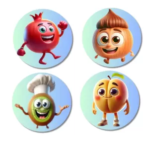 Pomegranate, Onion, Kiwi, Peach Fridge Magnets – 4 Piece Set | 3 Inch Round Wall Fridge Decor (F23275) Pomegranate, Onion, Kiwi, Peach Fridge Magnets – 4 Piece Set | 3 Inch Round Wall Fridge Decor (F23275)