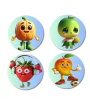 Pumpkin, Avocado, Strawberry, Orange Fridge Magnets Ã¢â‚¬â€œ 4 Piece Set | 3 Inch Round Wall Fridge Decor (F23276)