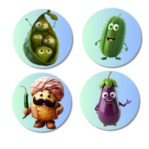 Peas, Cucumber, Potato, Eggplant Fridge Magnets – 4 Piece Set | 3 Inch Round Wall Fridge Decor (F23301) Peas, Cucumber, Potato, Eggplant Fridge Magnets – 4 Piece Set | 3 Inch Round Wall Fridge Decor (F23301)