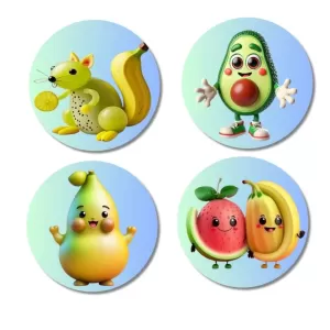 Radish, Peas, Chili, Apple Fridge Magnets – 4 Piece Set | 3 Inch Round Wall Fridge Decor (F23307) Radish, Peas, Chili, Apple Fridge Magnets – 4 Piece Set | 3 Inch Round Wall Fridge Decor (F23307)