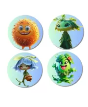 Lychee, Seaweed, Bluebell, Mint Fridge Magnets Ã¢â‚¬â€œ 4 Piece Set | 3 Inch Round Wall Fridge Decor (F23312)
