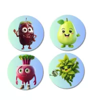 Beetroot, Pear, Radish, Mint Fridge Magnets  4 Piece Set | 3 Inch Round Wall Fridge Decor (F23316)
