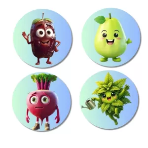 Beetroot, Pear, Radish, Mint Fridge Magnets – 4 Piece Set | 3 Inch Round Wall Fridge Decor (F23316) Beetroot, Pear, Radish, Mint Fridge Magnets – 4 Piece Set | 3 Inch Round Wall Fridge Decor (F23316)
