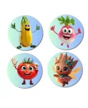 Bottle Gourd, Radish, Tomato, Pineapple Leaf Fairy Fridge Magnets Ã¢â‚¬â€œ 4 Piece Set | 3 Inch Round Wall Fridge Decor (F23317)