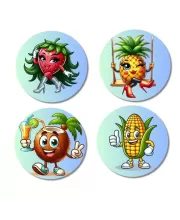 Avocado, Onion, Sapota, Mango Fridge Magnets  4 Piece Set | 3 Inch Round Wall Fridge Decor (F23325)