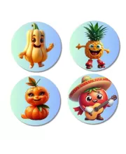 Coffee Bean, Cactus, Lemon, Corn Fridge Magnets Ã¢â‚¬â€œ 4 Piece Set | 3 Inch Round Wall Fridge Decor (F23327)