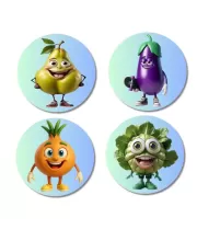 Beetroot, Pear, Radish, Mint Fridge Magnets – 4 Piece Set | 3 Inch Round Wall Fridge Decor (F23333) Beetroot, Pear, Radish, Mint Fridge Magnets – 4 Piece Set | 3 Inch Round Wall Fridge Decor (F23333)