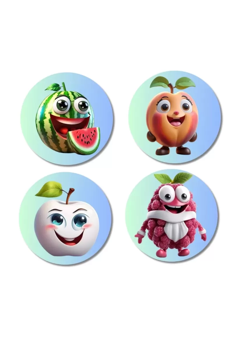 Pear, Brinjal, Onion, Lettuce Fridge Magnets Ã¢â‚¬â€œ 4 Piece Set | 3 Inch Round Wall Fridge Decor (F23334)